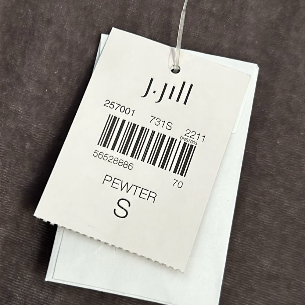 NWT J. Jill Pewter velour long sleeve boxy fit top size small - Picture 3 of 5